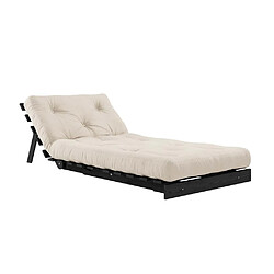 Acheter Inside 75 Fauteuil convertible futon ROOTS pin laqué noir matelas 90 x 200 cm coloris beige