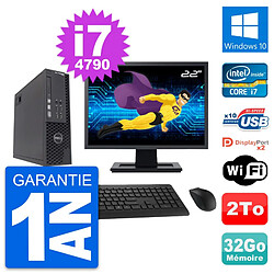 PC Dell T1700 SFF Ecran 22" Intel i7-4790 RAM 32Go Disque 2To Windows 10 Wifi - Occasion