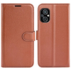 Etui en PU texture litchi, anti-écaillage avec support pour votre Xiaomi Poco M5 4G - marron