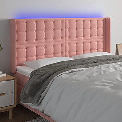 Maison Chic Tête de lit scandinave à LED,meuble de chambre Rose 203x16x118/128 cm Velours -MN87608