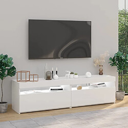 Avis vidaXL Meubles TV 2 pcs avec lumières LED Blanc brillant 75x35x40 cm