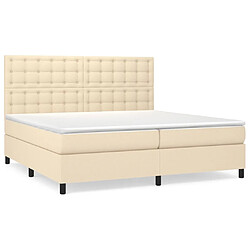 vidaXL Sommier à lattes de lit avec matelas Crème 200x200 cm Tissu