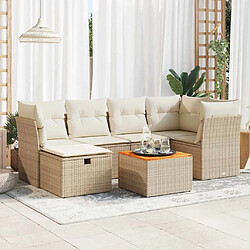 vidaXL Salon de jardin avec coussins 7 pcs beige résine tressée