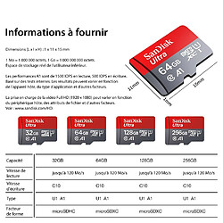 Avis Carte Micro TF SD classe 10 SanDisk 32 G + Lecteur USB 2.0 - originale, carte mémoire pour Smartphone Tablette Caméra Surveillance