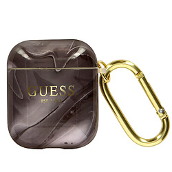 Guess Maroquinerie Étui AirPods Silicone Semi-rigide Motif Marbre Guess - Noir