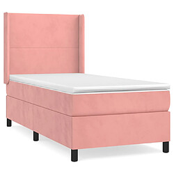 vidaXL Sommier à lattes de lit avec matelas Rose 90x190 cm Velours