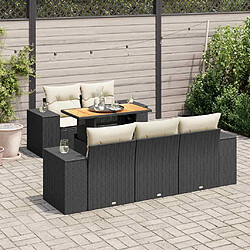 vidaXL Salon de jardin 6 pcs avec coussins noir résine tressée