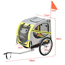 Remorque Vélo pour Chien Capacité 26 kg 138 x 71 x 90 cm Jaune Gris Noir [pro.tec]