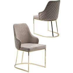 Avis Vivenla Lot de 2 Chaises design en acier chromé doré et revêtement en velours beige collection EDDA L. 47 x P. 56 x H. 85 cm