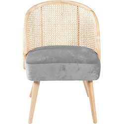 Jardindeco Fauteuil cosy effet velours Gaspard gris.