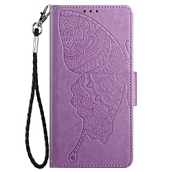 Etui en PU anti-rayures, motif papillon et fleur avec support violet pour votre Samsung Galaxy A13 5G