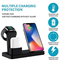 Avis Wewoo Chargeur sans fil Q12 rapide 3 en 1 pour iPhoneApple WatchAirPods et autres téléphones intelligents Android Noir