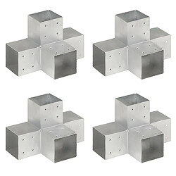 vidaXL Connecteurs de poteau 4pcs Forme en X Métal galvanisé 101x101mm