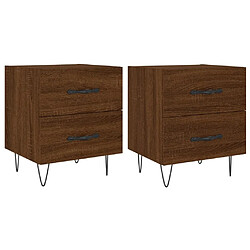 Maison Chic Lot de 2 Tables de chevet - Tables de Nuit chêne marron 40x35x47,5 cm