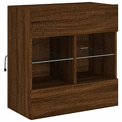 Avis Maison Chic Meuble TV mural, Banc TV avec lumières LED pour salon, Meuble de rangement chêne marron 58,5x30x60,5 cm -GKD84070