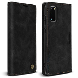 Avizar Étui Samsung Galaxy S20 Finition Vintage Clapet Portefeuille Support Vidéo noir