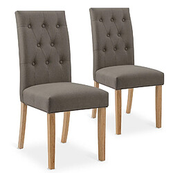 NC Lot de 2 chaises capitonnées Gaya tissu taupe