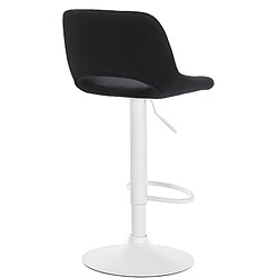 Avis Decoshop26 Tabouret de bar chaise haute x1 avec repose-pieds en velours noir piètement métallique blanc 10_0004610