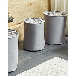 Beliani Lot de 3 paniers en tissu polyester gris ARCHA