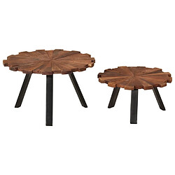 Maison Chic Lot de 2 Tables basses,Table Console pour salon bois massif récupéré et fer -MN98057