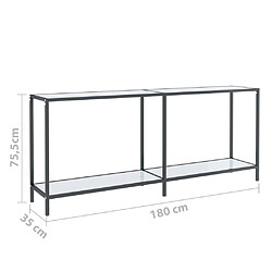 vidaXL Table console Blanc 180x35x75,5 cm Verre trempé pas cher