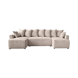 Mes Canapé U convertible 308 cm en velours côtelé beige - ALESIO