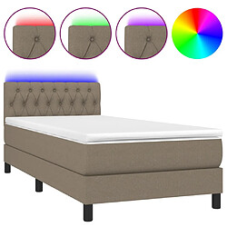 vidaXL Sommier à lattes de lit avec matelas LED Taupe 90x200 cm Tissu