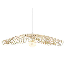 Pegane Lampe suspendue, Suspension luminaire en bambou coloris naturel - diamètre 75 x Hauteur 8 cm