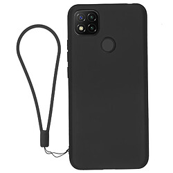 Avizar Coque Xiaomi Redmi 9C / 10A Silicone Gel Semi-rigide avec Dragonne Noir