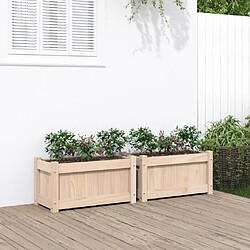 Maison Chic Lot de 2 Jardinières,Bac à fleurs - pot de fleur bois de pin massif -GKD23138