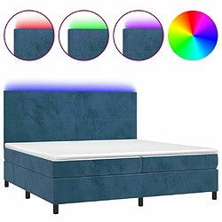 Sommier à lattes LED,Cadre à lattes de lit avec matelas pour Adulte Bleu foncé 200x200 cm -MN54173