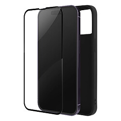 Avizar Coque iPhone 14 Pro Max Silicone Gel Souple Noir et Verre Trempé 9H Contour Noir