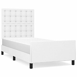 Maison Chic Lit adulte - Cadre Structure de lit avec tête de lit Contemporain Blanc 90x200 cm Similicuir -MN35565