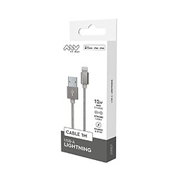 My Way Myway Câble Lightning vers USB en Nylon Tressé Charge 12W et Synchronisation 1m Gris