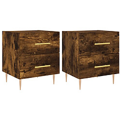 Maison Chic Lot de 2 Tables de chevet - Tables de Nuit chêne fumé 40x35x47,5cm bois d’ingénierie