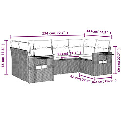 Avis vidaXL Salon de jardin avec coussins 6 pcs marron résine tressée