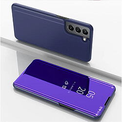 Coque en TPU + PU électroplaqué, surface miroir avec support bleu foncé pour votre Samsung Galaxy S22