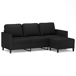 vidaXL Canapé à 3 places avec repose-pieds Noir 180 cm Similicuir