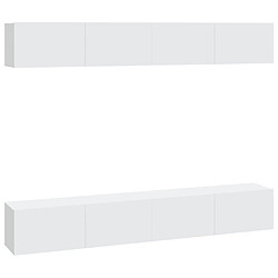 vidaXL Meubles TV muraux 4 pcs blanc 100x30x30 cm