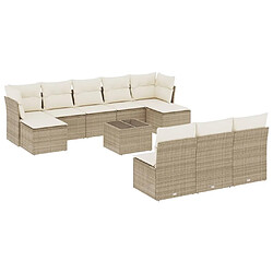 Maison Chic Salon de jardin 11 pcs avec coussins | Ensemble de Table et chaises | Mobilier d'Extérieur beige résine tressée -GKD62885