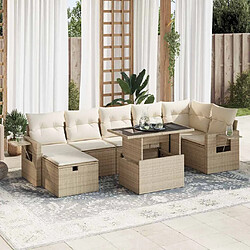 vidaXL Salon de jardin avec coussins 8 pcs beige résine tressée