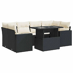 vidaXL Salon de jardin 7 pcs avec coussins noir résine tressée