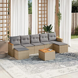 Maison Chic Ensemble à manger d'extérieur 8 pcs avec coussins,Salon de jardin,Mobilier de jardin mélange beige résine tressée -GKD721621