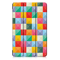 Etui en PU motif imprimé tri-pliure avec support chèques colorisés pour votre Samsung Galaxy Tab A 10.1 (2019) T515/T510