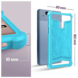 Avizar Coque Téléphone 5.3'' à 5.5'' Silicone Gel Coins Bumper Dos Effet Cuir Turquoise pas cher