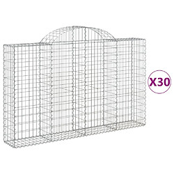 vidaXL Paniers à gabions arqués 30 pcs 200x30x120/140 cm Fer galvanisé