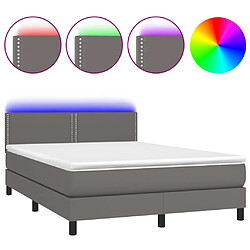 vidaXL Sommier à lattes de lit avec matelas et LED Gris 140x200 cm