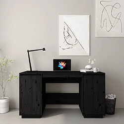 vidaXL Bureau noir 140x50x75 cm bois massif de pin