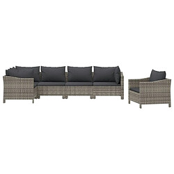 Avis Maison Chic Salon de jardin 6 pcs + coussins - Mobilier/Meubles de jardin - Table et chaises d'extérieur Gris Résine tressée -MN67503