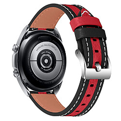 Bracelet en cuir véritable épissage de couleur, réglable (20mm), noir/rouge pour votre Garmin Forerunner 245/Forerunner 245 Music